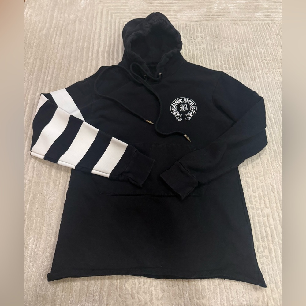 Chrome Hearts Black Hoodie with Bold White Stripes